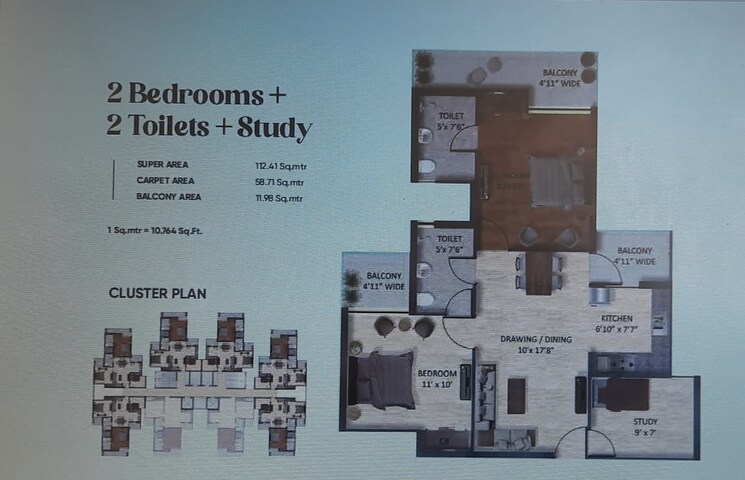 Floor Plan, victoryone-amara 2.5 Bedroom 1210 Sq.Ft. Apartment In Sector 16 Greater Noida Greater Noida 8109823