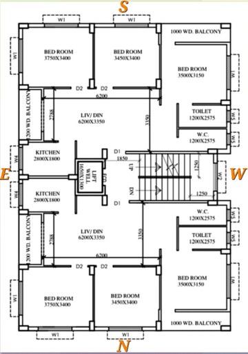 Floor Plan in 3 BHK Apartment at New Town Action Area ii – for Sale