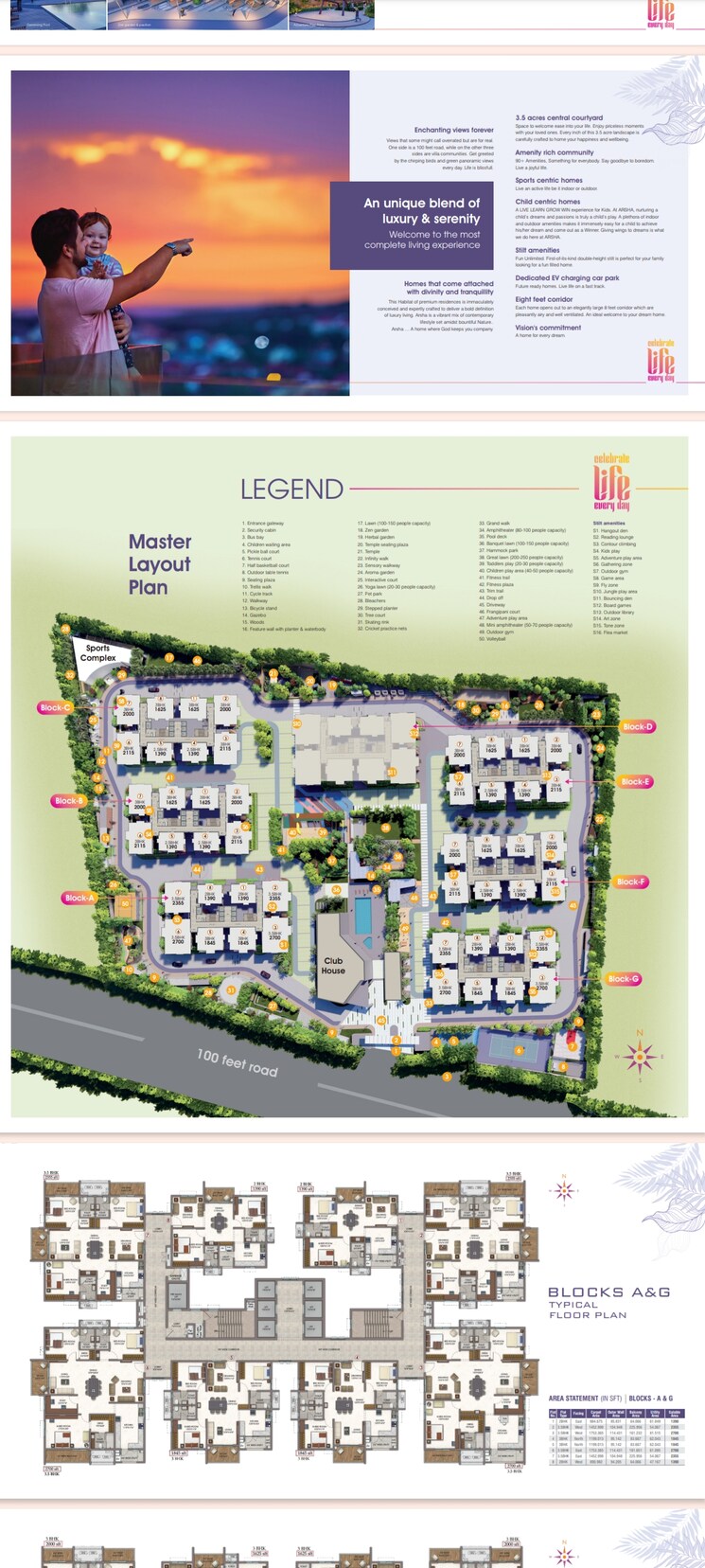 Master Plan, vision-arsha 3 Bedroom 2000 Sq.Ft. Apartment In Tellapur Hyderabad 8111108