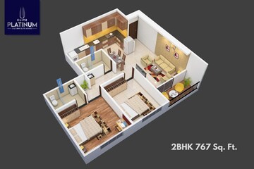 Floor Plan in 2 BHK Builder Floor at Dalecon Elite Platinum, Lohegaon – for Sale
