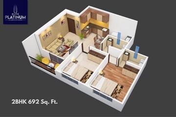 Floor Plan in 2 BHK Builder Floor at Dalecon Elite Platinum, Lohegaon – for Sale