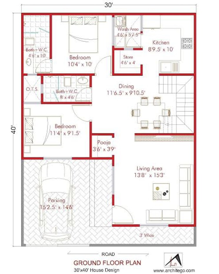 Floor Plan, mysore road 2 Bedroom 900 Sq.Ft. Villa In Mysore Road Bangalore 8112018