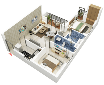 Floor Plan in 2 BHK Apartment at Unimark Riviera, Uttarpara Kotrung – for Sale