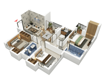 Floor Plan in 2 BHK Apartment at Unimark Riviera, Uttarpara Kotrung – for Sale