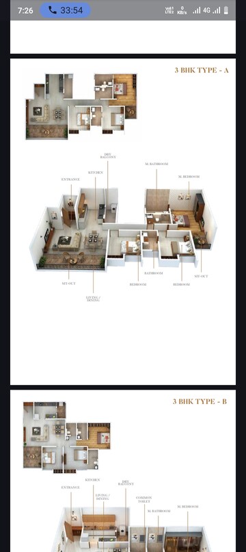 Floor Plan in 4 BHK Apartment at VB Aundh Renaissance, Aundh – for Sale