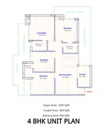 4 BHK 1800 Sq.Ft. Apartment in Adore Prima