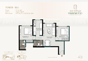 Floor Plan in 3 BHK Apartment at MICL Aaradhya Highpark Project 2 Of Phase 1, Dahisar East – for Sale