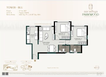 Floor Plan in 3 BHK Apartment at MICL Aaradhya Highpark Project 2 Of Phase 1, Dahisar East – for Sale