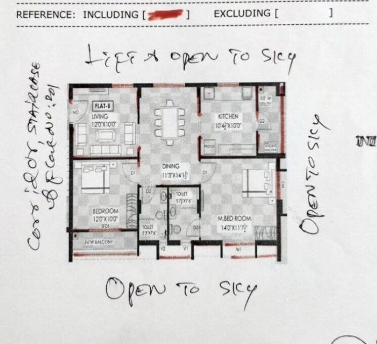 Floor Plan, guttala begumpet 2 Bedroom 1198 Sq.Ft. Apartment In Guttala Begumpet Hyderabad 8122507