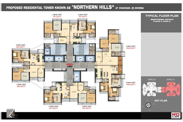 Floor Plan, n-rose-northern-hills 2 Bedroom 624 Sq.Ft. Apartment In Dahisar East Mumbai 8122503