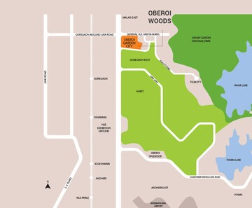 2.5 BHK Apartment – Map Location View at Oberoi Realty Woods, Goregaon East - for Rent