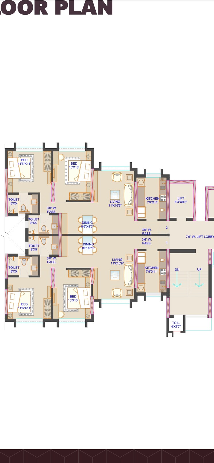 Floor Plan, chembur-heights 2 Bedroom 690 Sq.Ft. Apartment In Chembur Mumbai 8125081