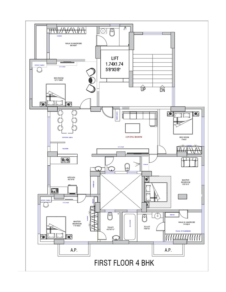 Floor Plan, sahyadri-classic 1 Bedroom 350 Sq.Ft. Builder Floor In Palghar Palghar 8125266