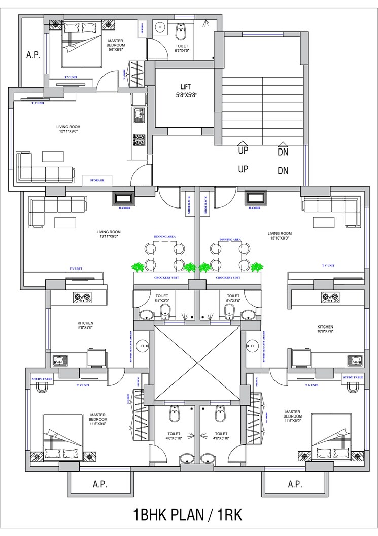 Floor Plan, sahyadri-classic 1 Bedroom 350 Sq.Ft. Builder Floor In Palghar Palghar 8125266