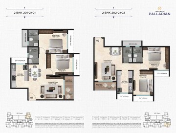 Floor Plan in 2 BHK Apartment at Tharwani Palladian, Kharghar – for Sale