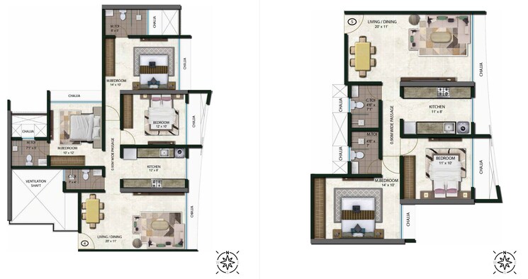 Floor Plan, tricity-aspire 2 Bedroom 1213 Sq.Ft. Apartment In Sector 34a Kharghar Navi Mumbai 8118313