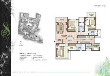Master Plan in 3.5 BHK Apartment at Prestige Song Of The South, Yelenahalli – for Rent