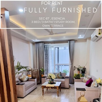Living Room in 3.5 BHK Builder Floor at Ansal API Esencia, Sector 67 – for Rent