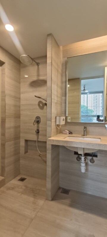 Bathroom in 2 BHK Apartment at Hiranandani Delanna, Ghodbunder Road – for Rent