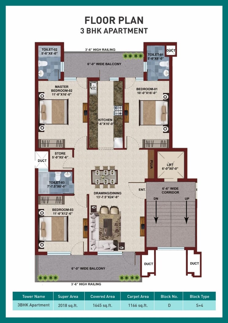 Floor Plan, sector 127 3 Bedroom 227 Sq.Yd. Apartment In Sector 127 Mohali 8127186