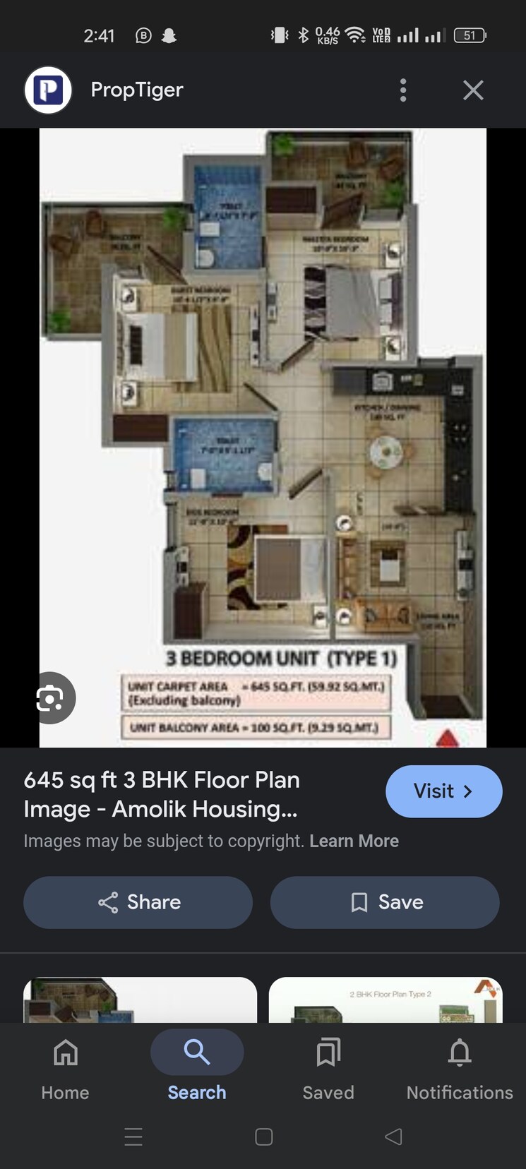 Floor Plan, amolik-heights 3 Bedroom 657 Sq.Ft. Apartment In Sector 88 Faridabad 8128301