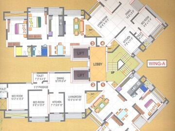 Floor Plan in 2 BHK Apartment at Group Seven Rushi Heights, Goregaon East – for Rent