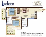 2 BHK + Pooja Room,Study Room 478 Sq.Ft. Apartment in Adore Happy Homes
