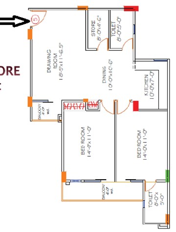 Floor Plan in 2.5 BHK Apartment at Ratan Galaxy, Vrindavan Yojna – for Sale