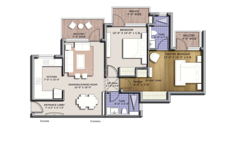 Floor Plan, conscient-habitat-78 3 Bedroom 645 Sq.Ft. Apartment In Sector 78 Faridabad 8131727