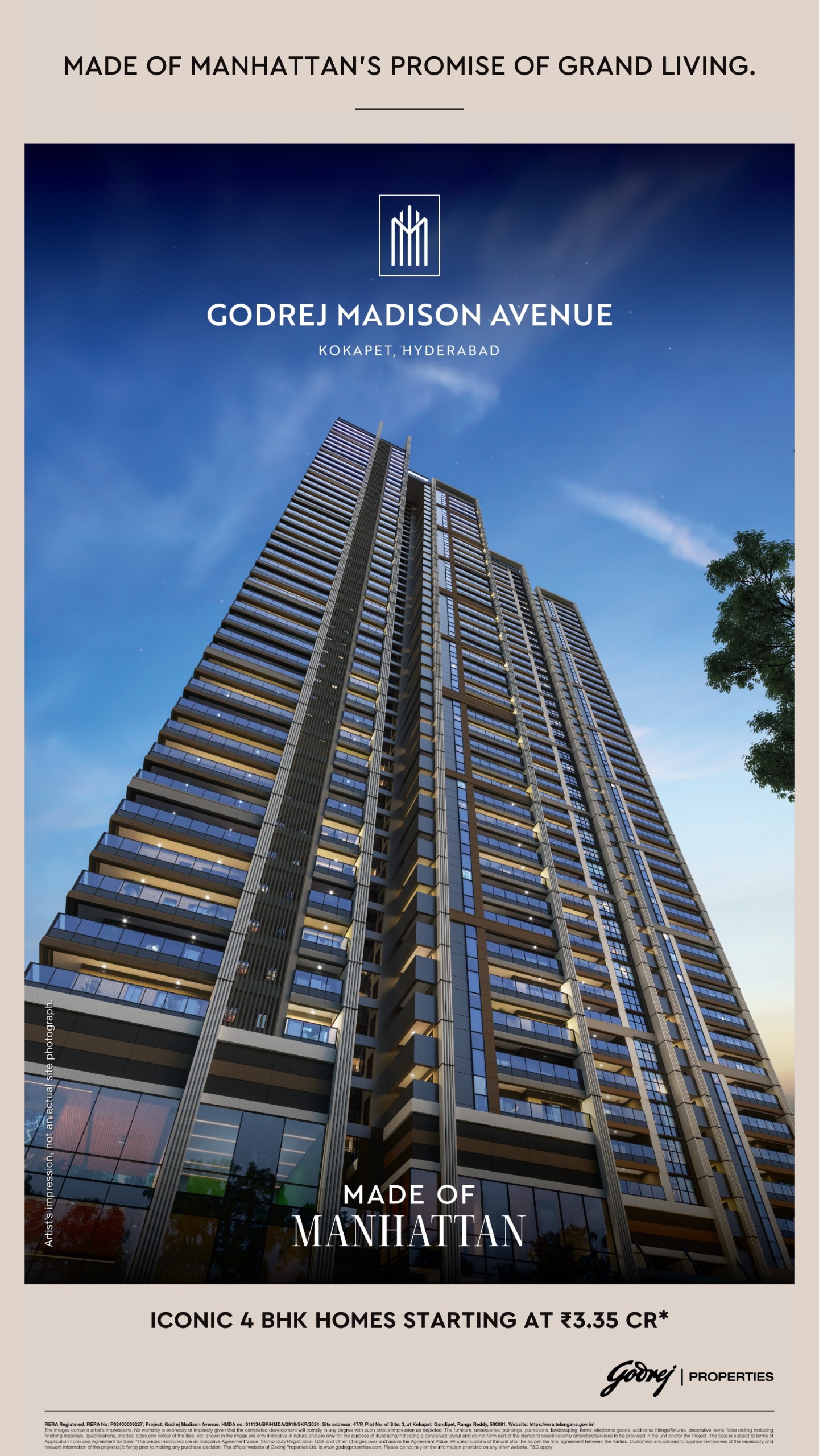 3 BHK + Servant Room Apartment For Sale in Godrej Madison Avenue