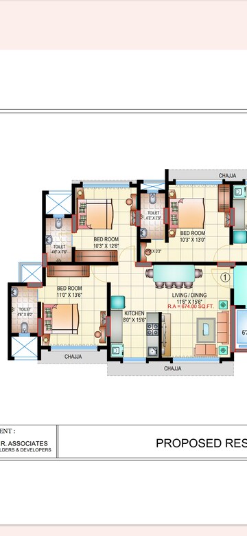 Floor Plan in 2 BHK Apartment at Chembur – for Sale