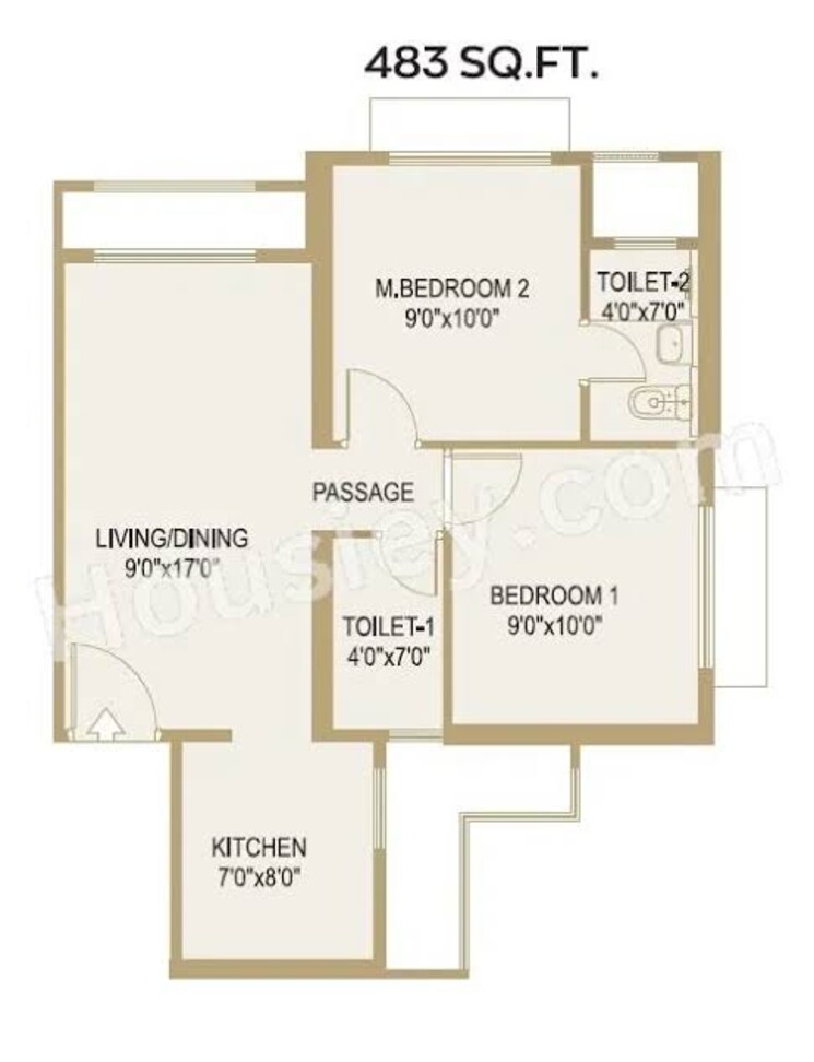 Floor Plan, hiranandani-westgate 2 Bedroom 483 Sq.Ft. Apartment In Ghodbunder Road Thane 8135703