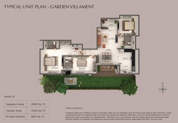 Floor Plan in 3 BHK Villa at Provident Deansgate, Ivc Road – for Sale