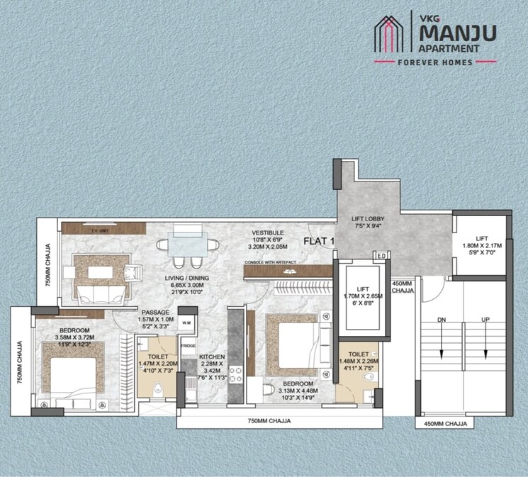 Floor Plan, vkg-manju-apartment-chs 2 Bedroom 779 Sq.Ft. Apartment In Ghatkopar East Mumbai 8138039