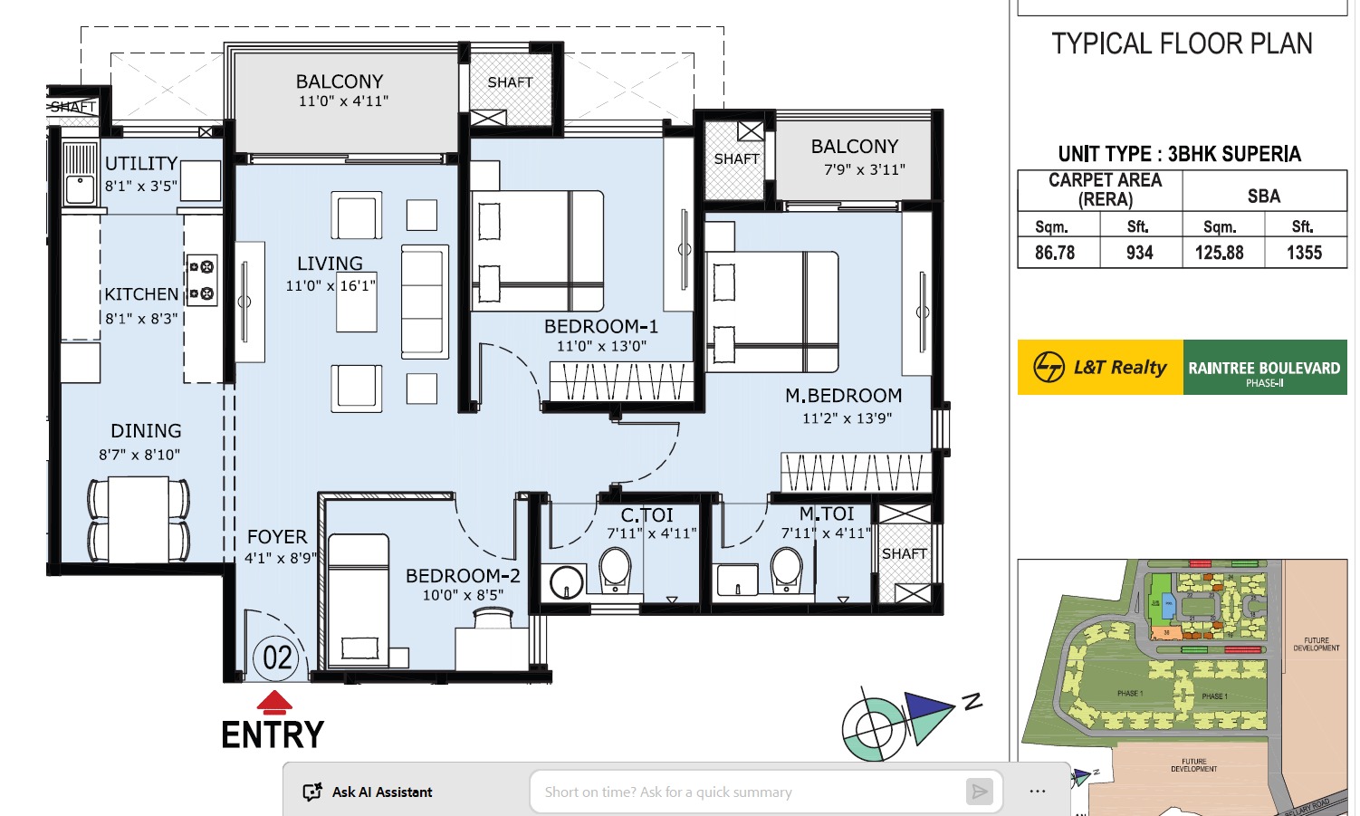 2.5 BHK Apartment For Sale in L&T Raintree Boulevard