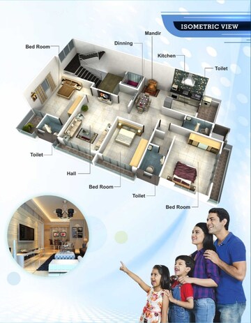 Floor Plan in 3 BHK Apartment at Surendra Naga – for Sale