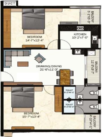 Floor Plan in 3 BHK Apartment at Raghunathpur – for Sale
