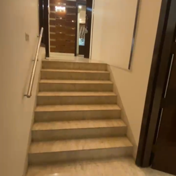 Staircase in 3.5 BHK Builder Floor at Green Park Extension – for Rent