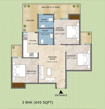 Floor Plan in 3 BHK Apartment at Adore Samriddhi, Sector 89 – for Rent
