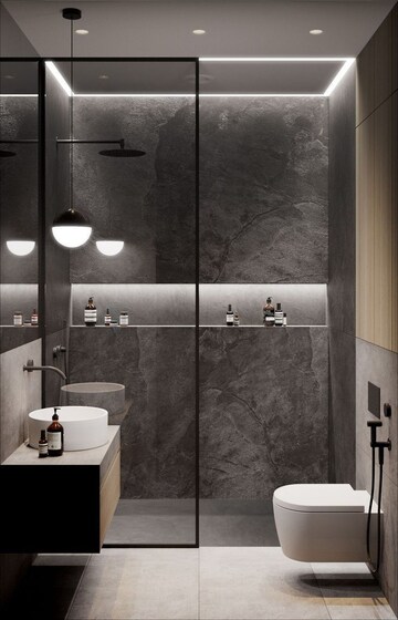 Bathroom in 2 BHK Apartment at Ashar Axis, Majiwada – for Rent