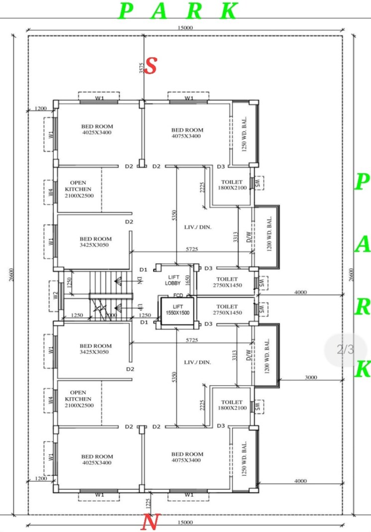 Floor Plan, new town action area ii 3 Bedroom 1485 Sq.Ft. Apartment In New Town Action Area ii Kolkata 8149955