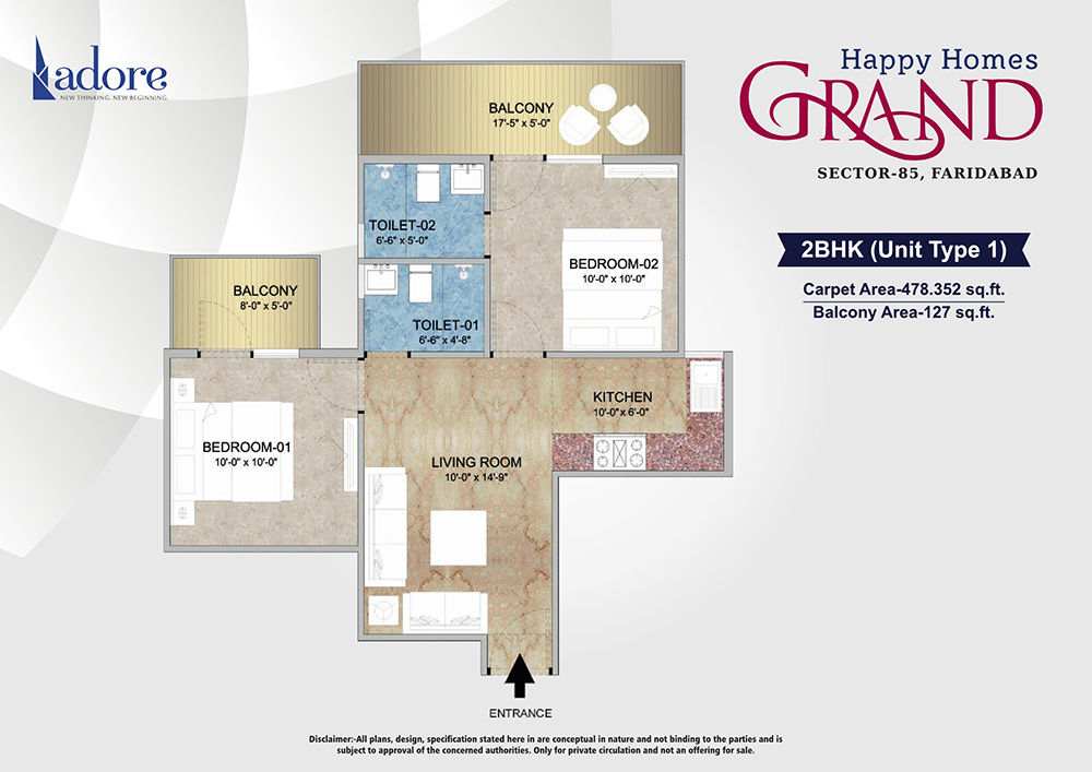 3 BHK + Study Room Apartment For Sale in Adore Happy Homes Grand