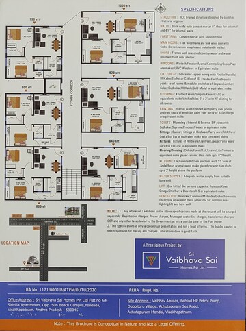 Floor Plan in 2 BHK Apartment at Vaibhav Aavaas, Atchutapuram – for Sale