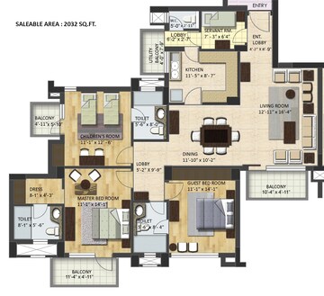 Floor Plan in 2 BHK Apartment at BPTP Park Grandeura, Sector 82 – for Rent