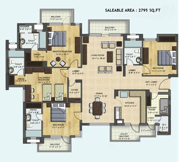 Floor Plan in 2 BHK Apartment at BPTP Park Grandeura, Sector 82 – for Rent