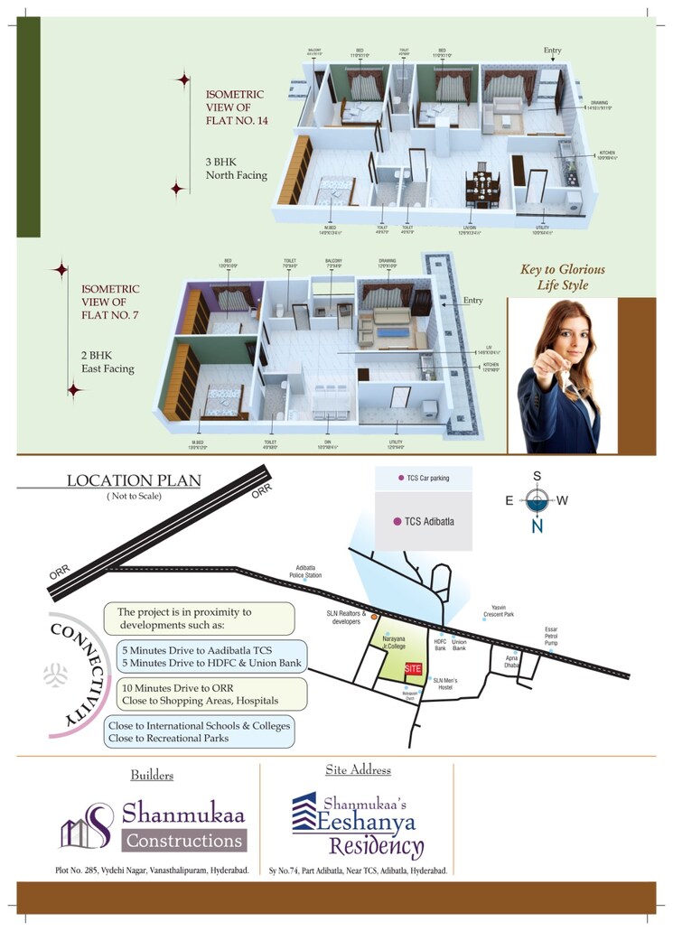 Floor Plan, shanmukaa-sankalpa-meadows 3 Bedroom 1423 Sq.Ft. Apartment In Adibatla Hyderabad 8153055