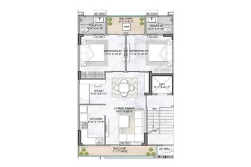 Floor Plan in 2.5 BHK Apartment at M3M Antalya Hills, Sector 79 – for Sale
