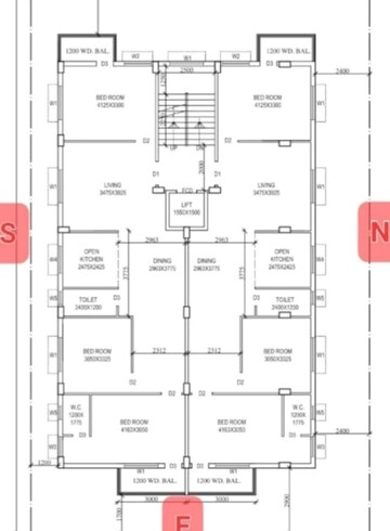 Floor Plan in 3 BHK Apartment at New Town – for Sale
