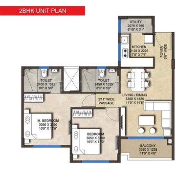 Floor Plan in 2 BHK Apartment at Megapolis Symphony, Hinjewadi – for Sale