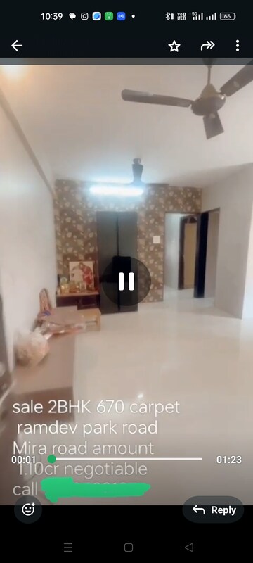 Living Room in 2 BHK Apartment at Anjani Sparsh, Mira Road – for Sale